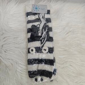 dELiA*s Vintage Wool Zebra Mittens Black White Striped Knit Gloves Girls/Women